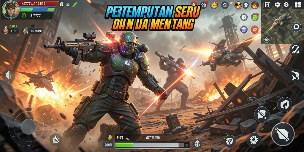 Screenshot menunjukkan aksi intens pertempuran di AT777.