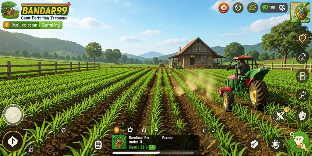 Tampilan gameplay BANDAR99 dengan aktivitas pertanian yang seru.
