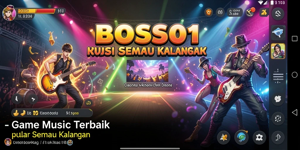 Gameplay BOS01 dengan penuh warna dan alunan musik yang menyenangkan.