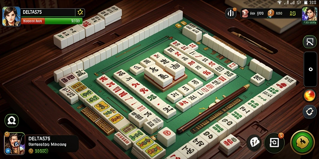 Screenshot DELTA575 menampilkan gameplay Mahjong yang menarik dan interaktif.
