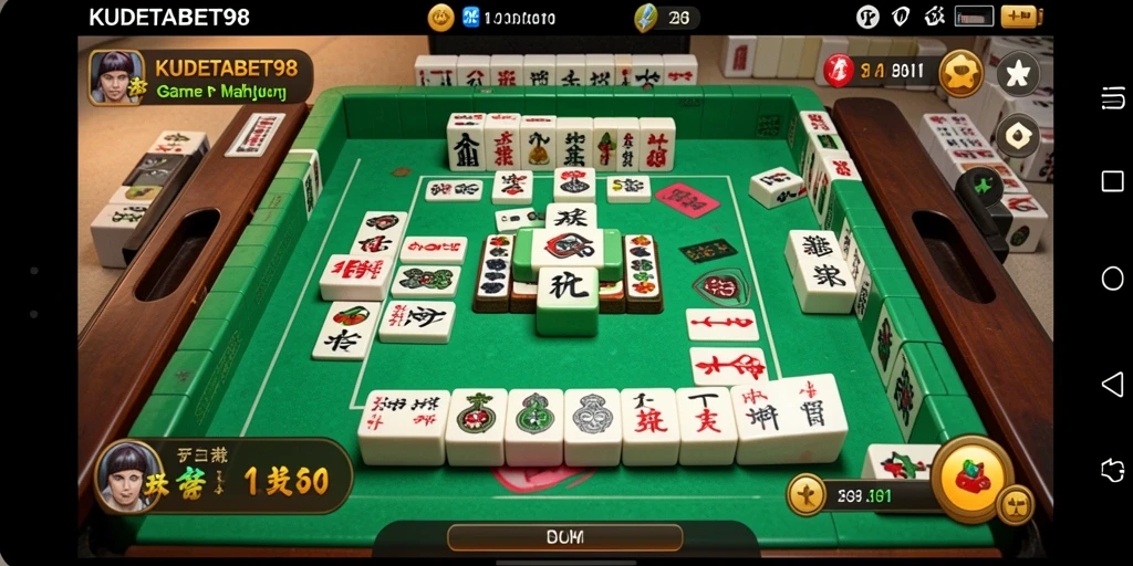 Tampilan seru gameplay KUDETABET98 dengan ubin Mahjong yang berwarna-warni.