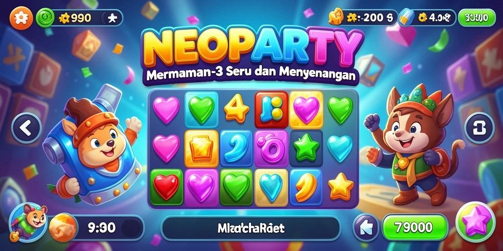 Gameplay NEOPARTY yang seru dalam format Match-3.