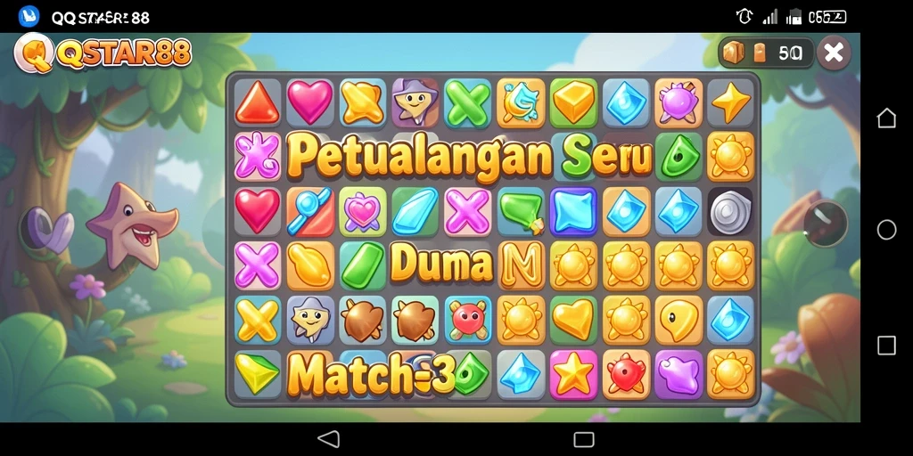 Screenshot gameplay QQSTAR88 yang menunjukkan momen mencocokkan simbol.