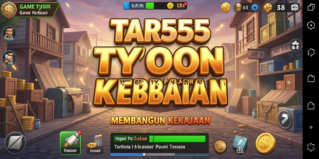 Gameplay TAR555 yang menampilkan strategi bisnis yang mendebarkan.