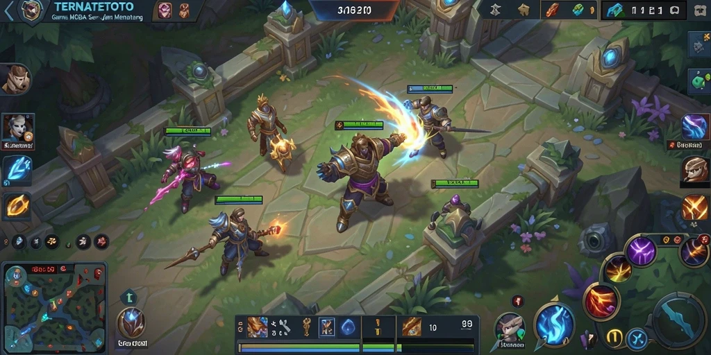 Screenshot gameplay TERNATETOTO yang menampilkan pertempuran tim yang seru.