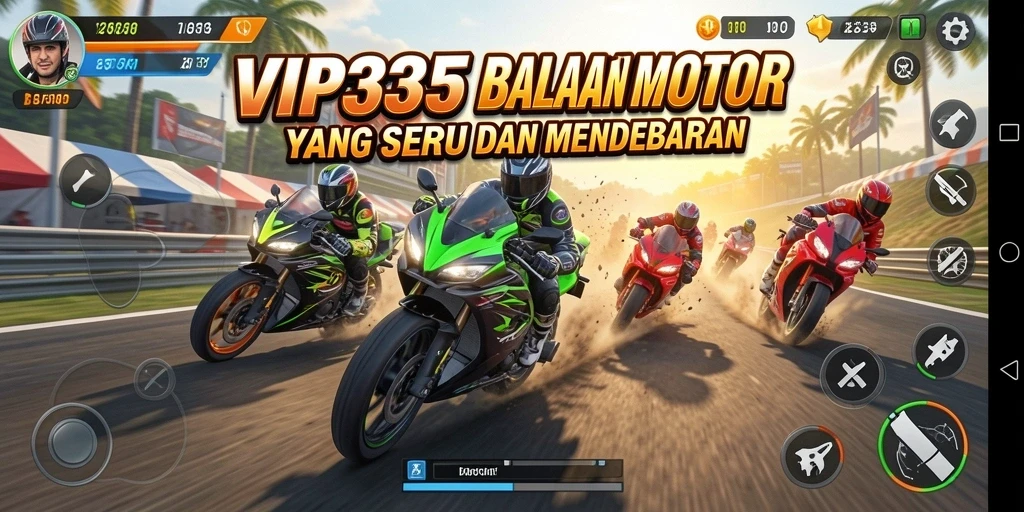 Gameplay seru dalam balapan motor yang mendebarkan.