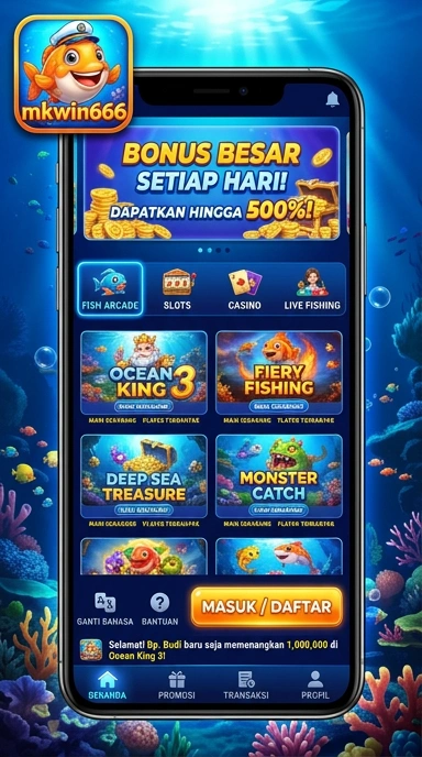 Tampilan utama aplikasi mkwin666 dengan berbagai pilihan aplikasi yang menarik.